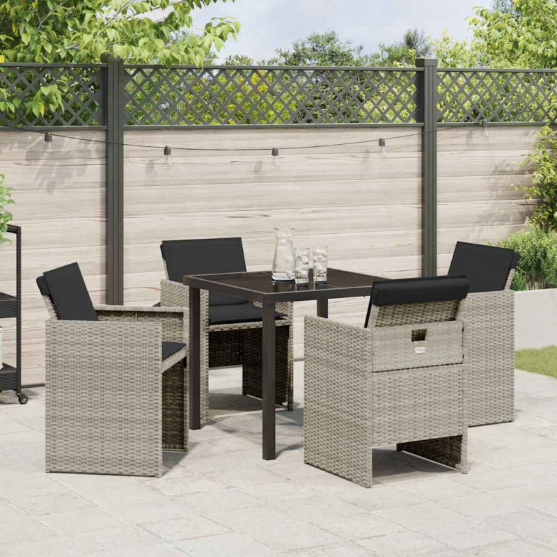Zestaw do jadalni w ogrodzie 5 pcs Jasnoszary polirattan