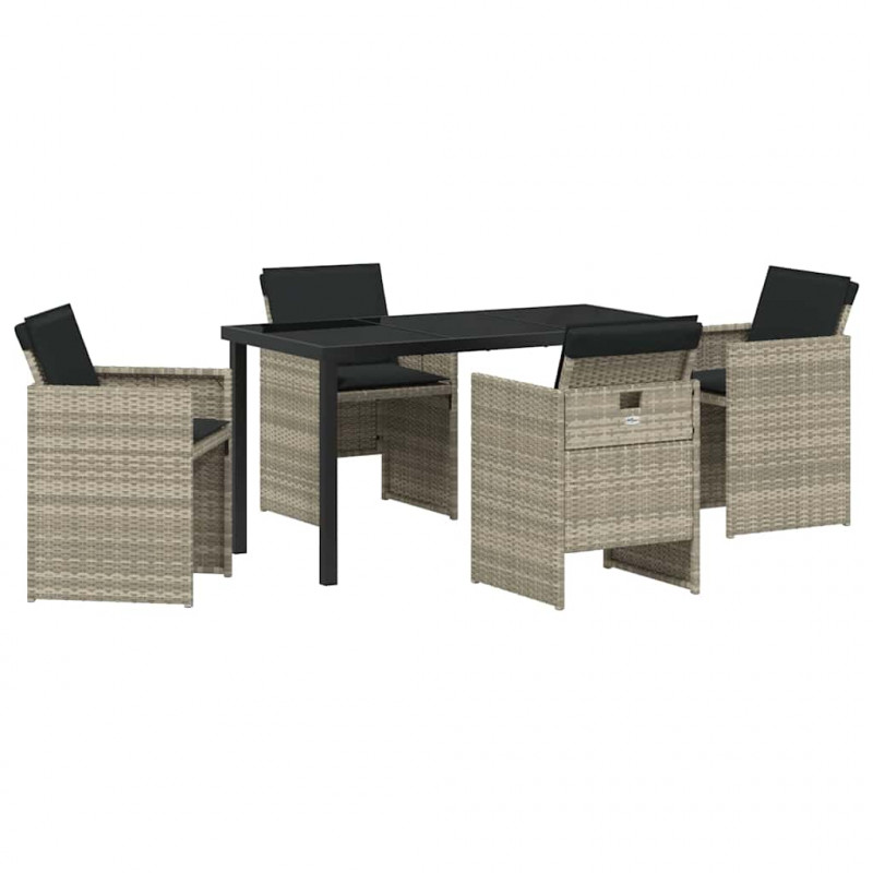 Zestaw do jadalni w ogrodzie 5 pcs Jasnoszary polirattan