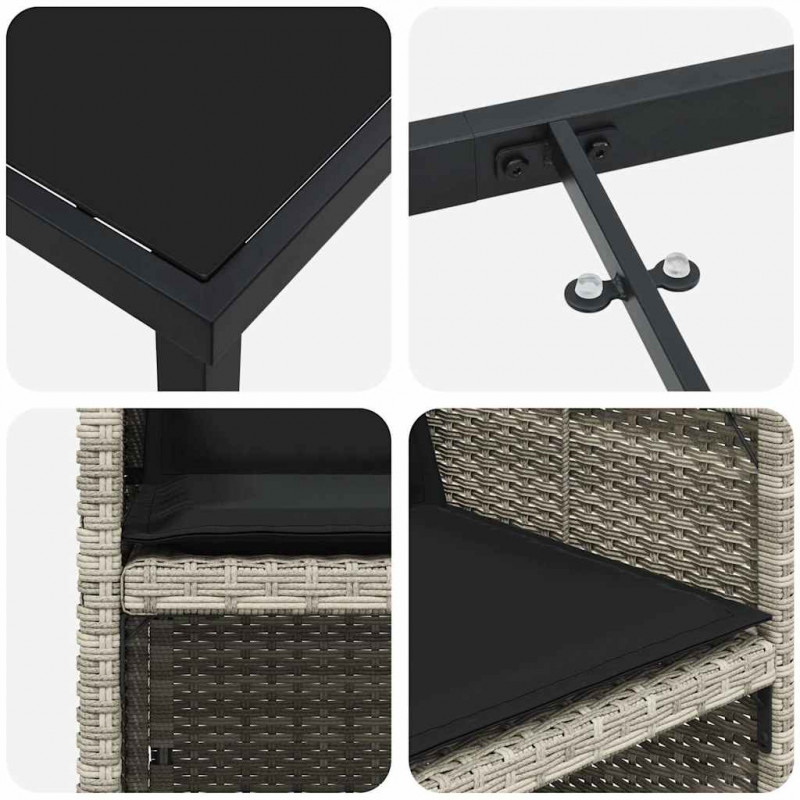 Zestaw do jadalni w ogrodzie 5 pcs Jasnoszary polirattan