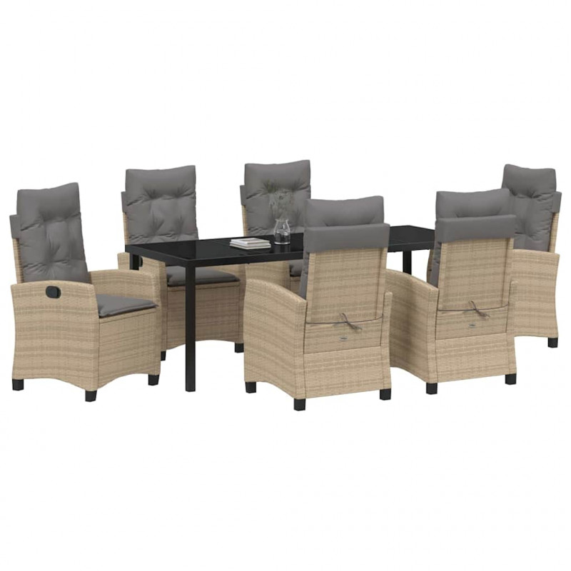 Zestaw do jadalni w ogrodzie z poduszką 7 pcs Beżowy polirattan