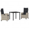 Zestaw do jadalni w ogrodzie 3 pcs Jasnoszary polirattan