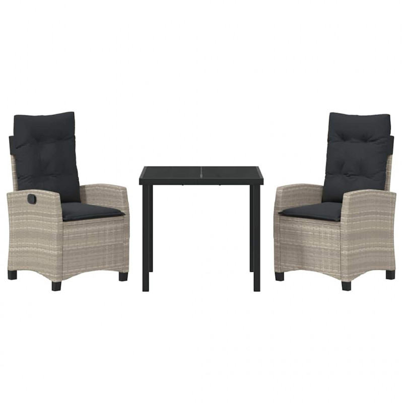 Zestaw do jadalni w ogrodzie 3 pcs Jasnoszary polirattan