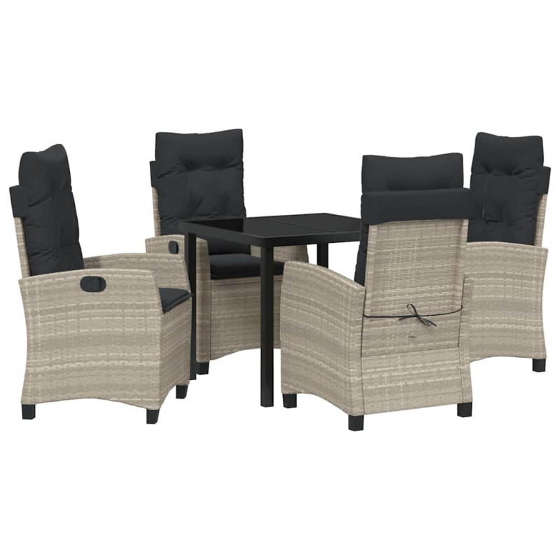 Zestaw do jadalni w ogrodzie 5 pcs Jasnoszary polirattan