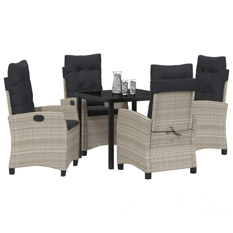 Zestaw do jadalni w ogrodzie 5 pcs Jasnoszary polirattan