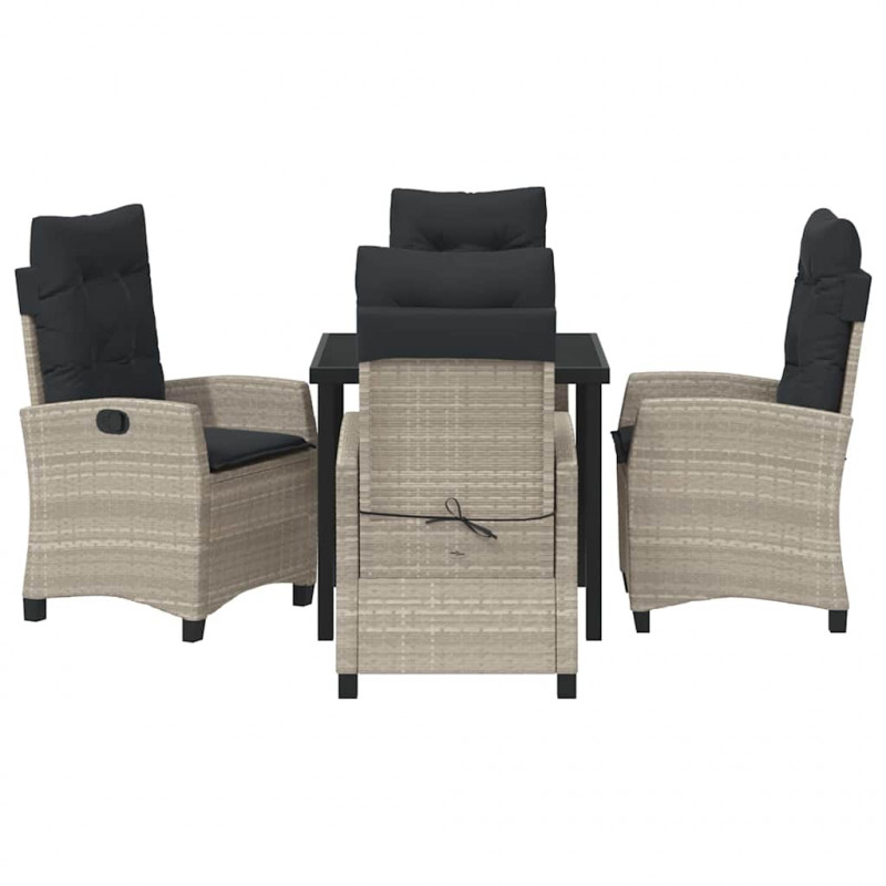 Zestaw do jadalni w ogrodzie 5 pcs Jasnoszary polirattan