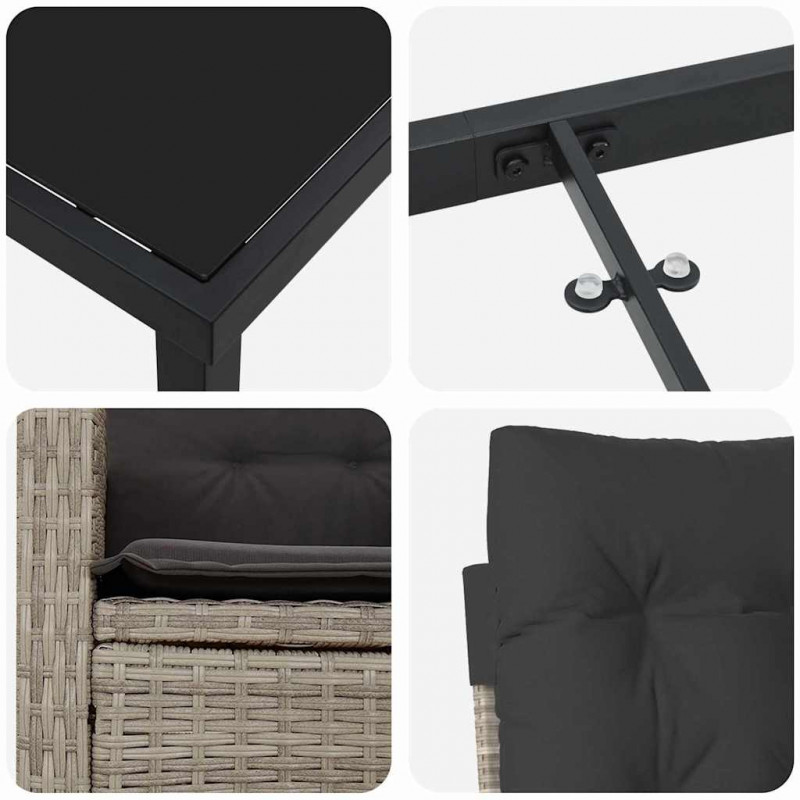 Zestaw do jadalni w ogrodzie 5 pcs Jasnoszary polirattan
