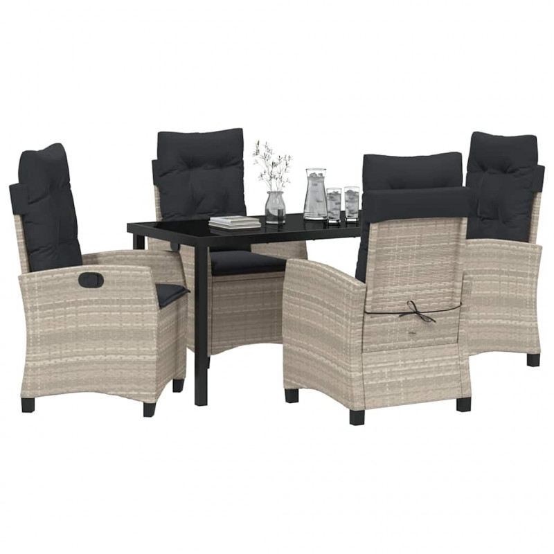 Zestaw do jadalni w ogrodzie 5 pcs Jasnoszary polirattan
