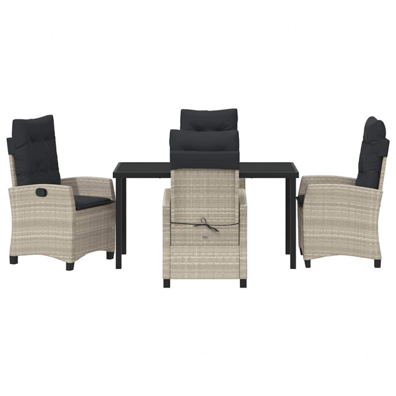 Zestaw do jadalni w ogrodzie 5 pcs Jasnoszary polirattan
