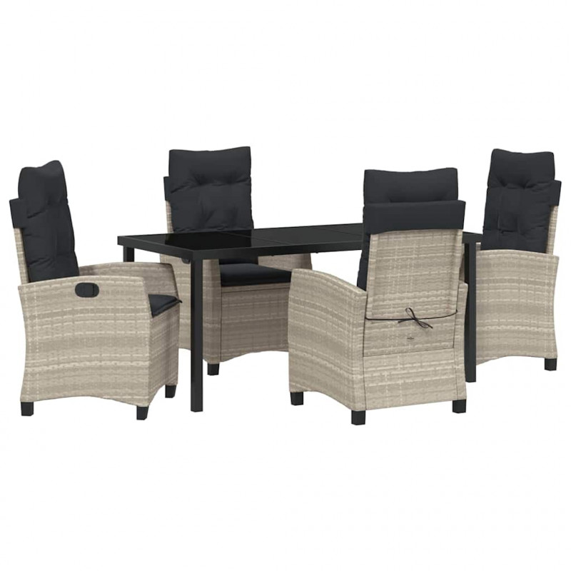 Zestaw do jadalni w ogrodzie 5 pcs Jasnoszary polirattan