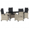 Zestaw do jadalni w ogrodzie 5 pcs Jasnoszary polirattan