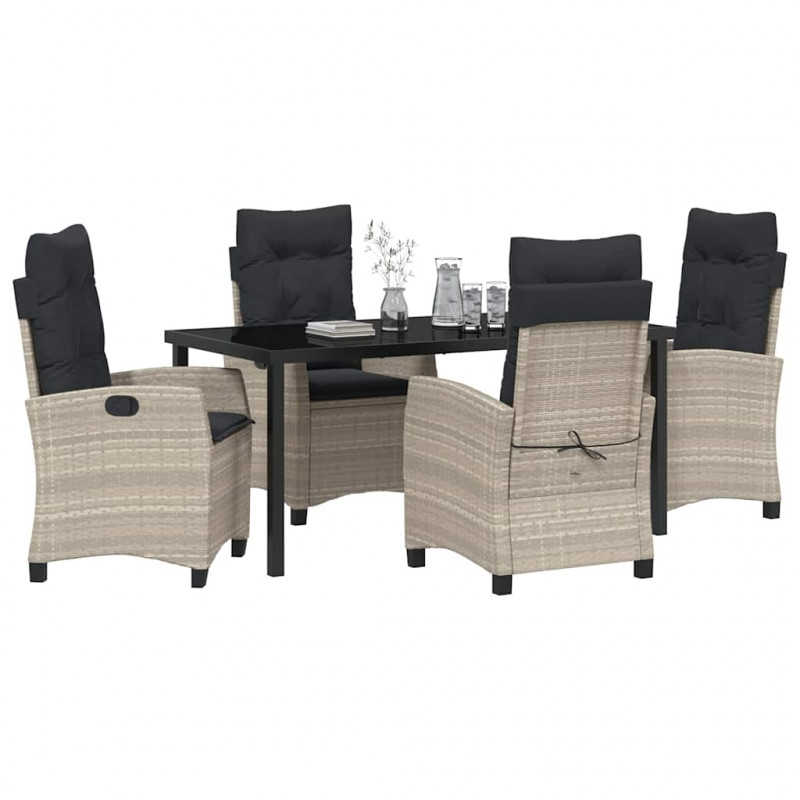 Zestaw do jadalni w ogrodzie 5 pcs Jasnoszary polirattan