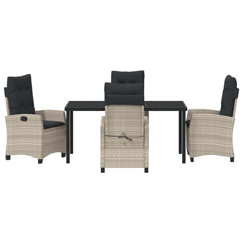Zestaw do jadalni w ogrodzie 5 pcs Jasnoszary polirattan