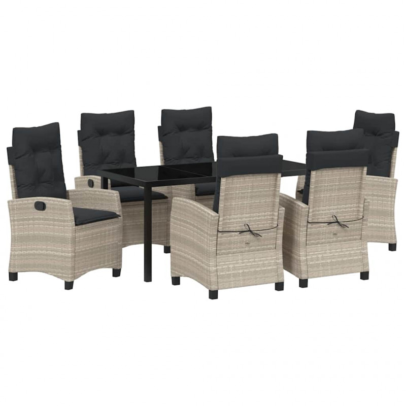 Zestaw do jadalni w ogrodzie 7 pcs Jasnoszary polirattan