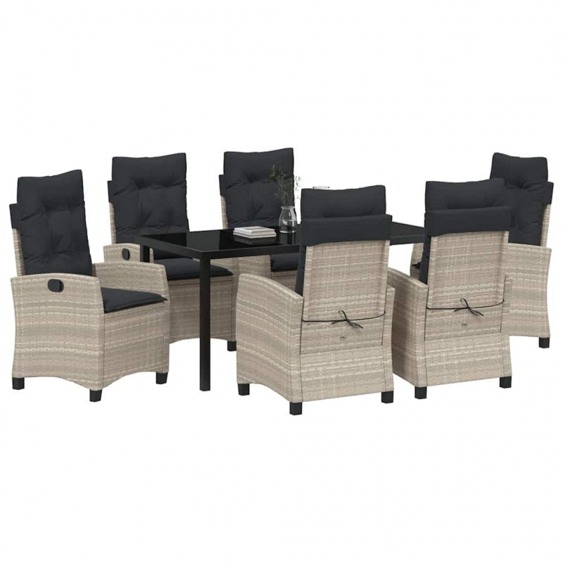 Zestaw do jadalni w ogrodzie 7 pcs Jasnoszary polirattan