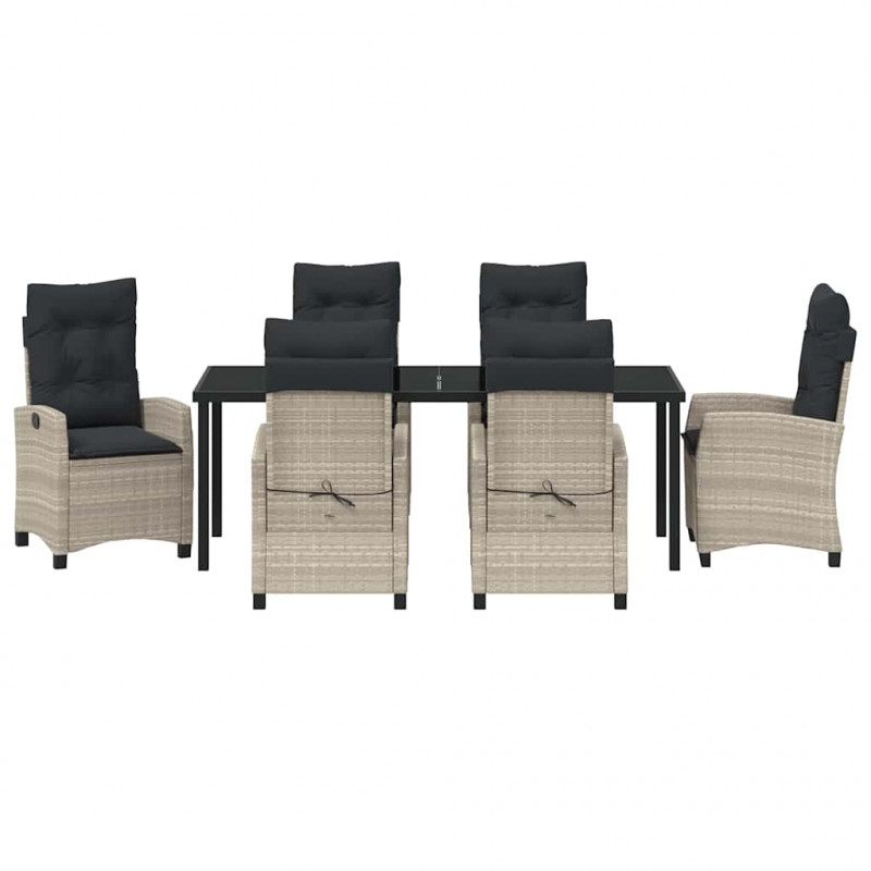 Zestaw do jadalni w ogrodzie 7 pcs Jasnoszary polirattan