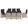 Zestaw do jadalni w ogrodzie 9 pcs Jasnoszary polirattan