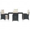 Zestaw do jadalni w ogrodzie z poduszką 5 pcs Czarny polirattan