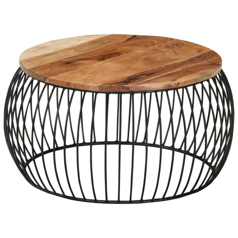 Stolik kawowy, Ø68 cm, lite drewno akacjowe