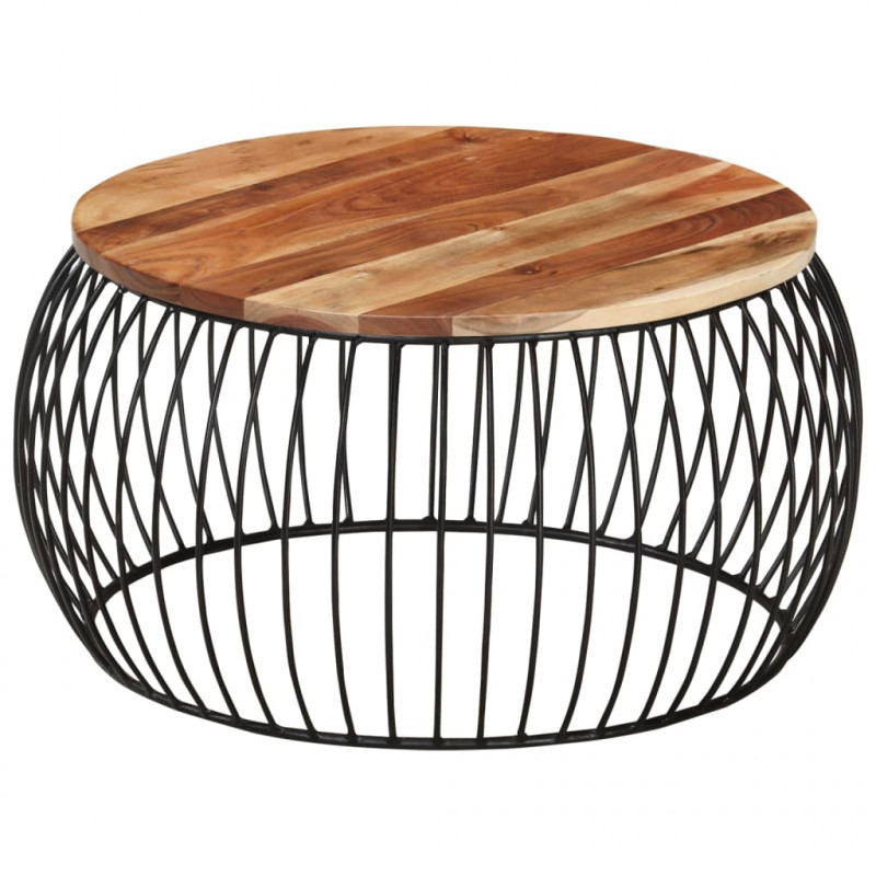 Stolik kawowy, Ø68 cm, lite drewno akacjowe