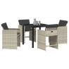 Zestaw do jadalni w ogrodzie 5 pcs Jasnoszary polirattan