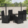 Zestaw do jadalni w ogrodzie z poduszką 5 pcs Czarny polirattan