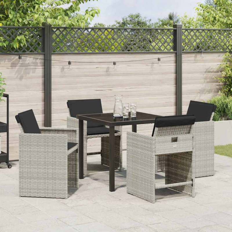 Zestaw do jadalni w ogrodzie 5 pcs Jasnoszary polirattan