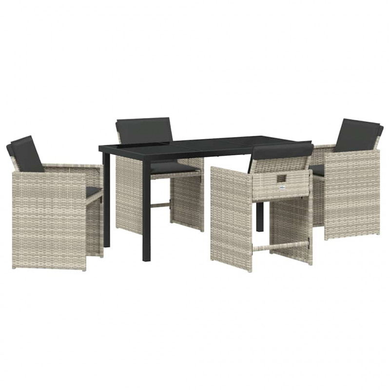 Zestaw do jadalni w ogrodzie 5 pcs Jasnoszary polirattan