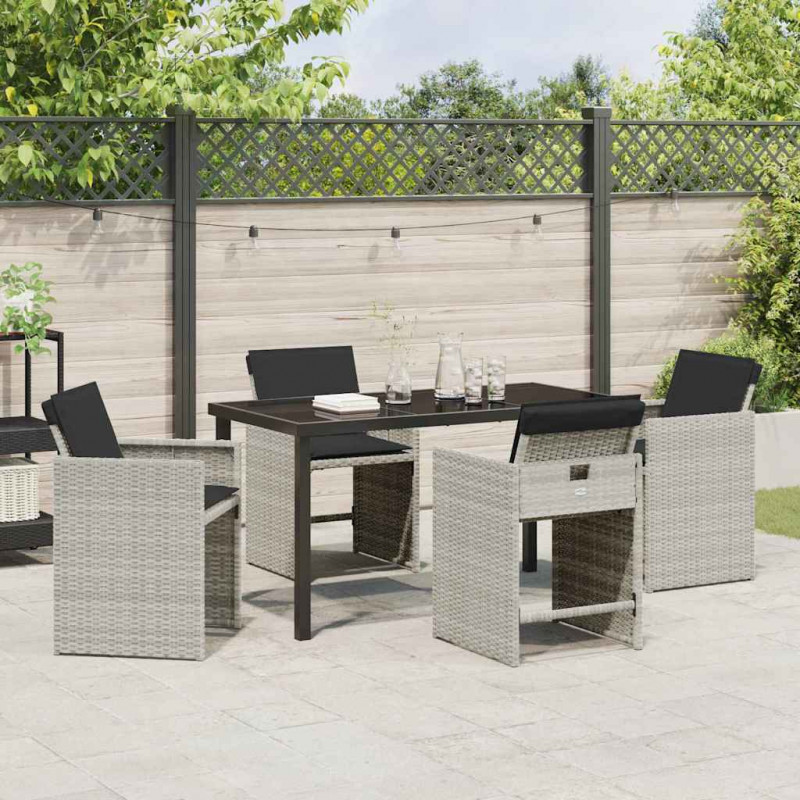 Zestaw do jadalni w ogrodzie 5 pcs Jasnoszary polirattan