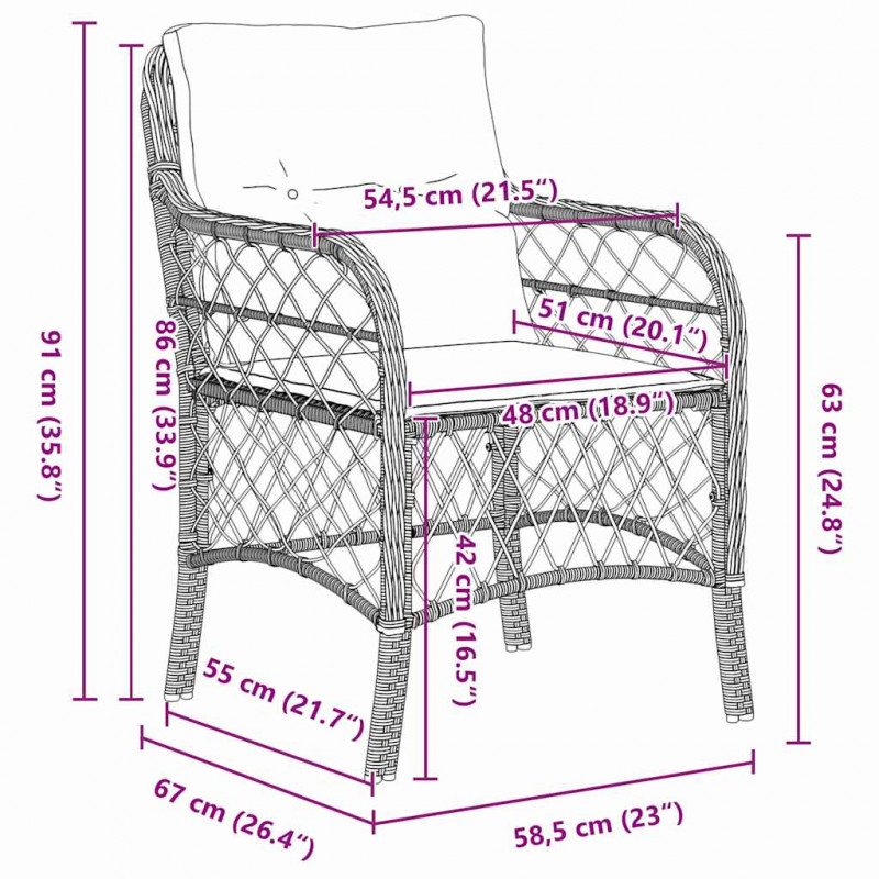 Zestaw do jadalni w ogrodzie 5 pcs Brązowy polirattan