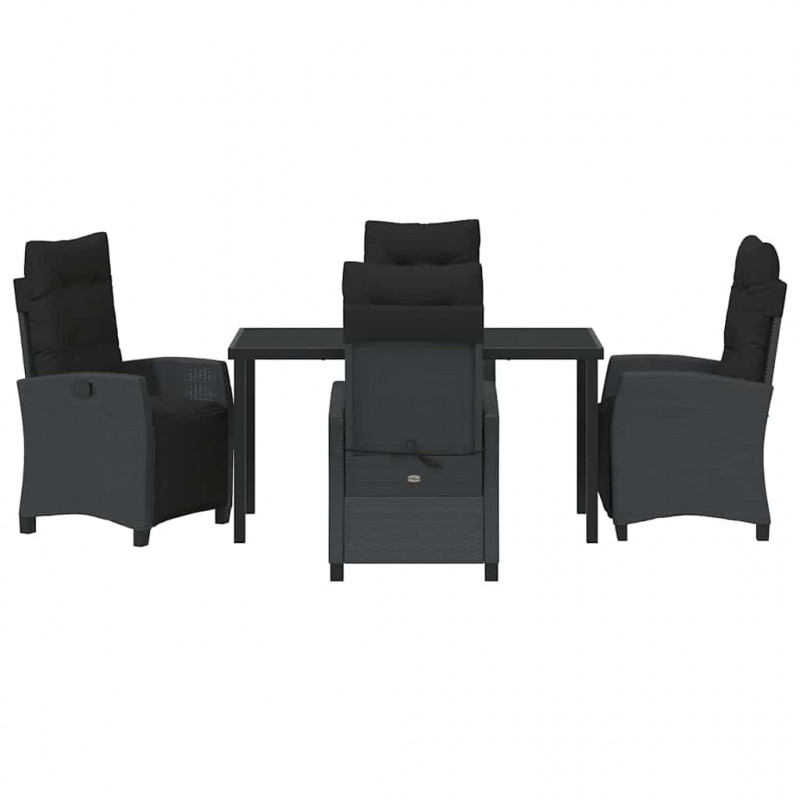 Zestaw do jadalni w ogrodzie z poduszką 5 pcs Czarny polirattan