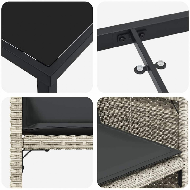Zestaw do jadalni w ogrodzie 5 pcs Jasnoszary polirattan