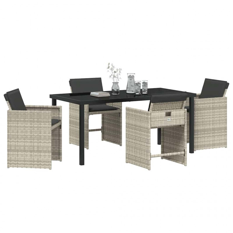 Zestaw do jadalni w ogrodzie 5 pcs Jasnoszary polirattan