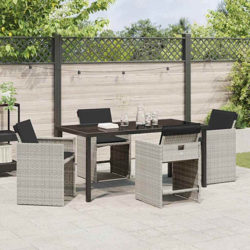 Zestaw do jadalni w ogrodzie 5 pcs Jasnoszary polirattan