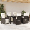 Zestaw do jadalni w ogrodzie 7 pcs Brązowy polirattan