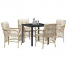 Zestaw do jadalni w ogrodzie z poduszką 5 pcs Beżowy polirattan