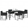 Zestaw do jadalni w ogrodzie z poduszką 5 pcs Czarny polirattan