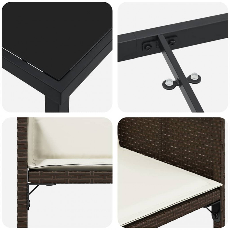 Zestaw do jadalni w ogrodzie 5 pcs Brązowy polirattan