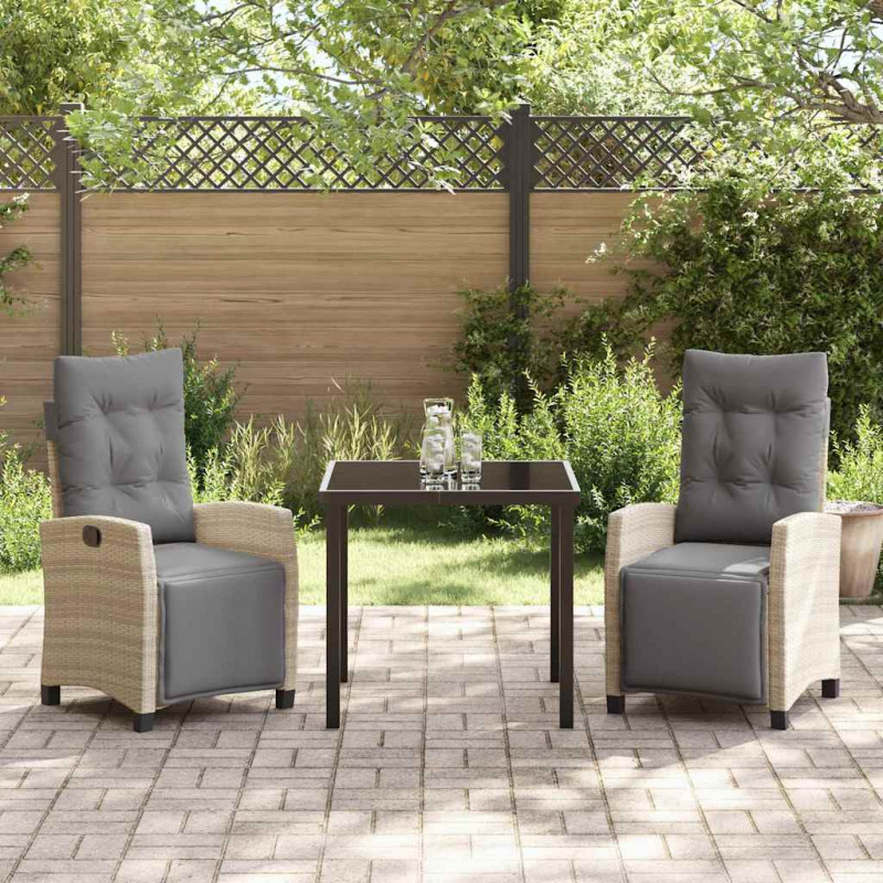 Zestaw do jadalni w ogrodzie z poduszką 3 pcs Beżowy polirattan