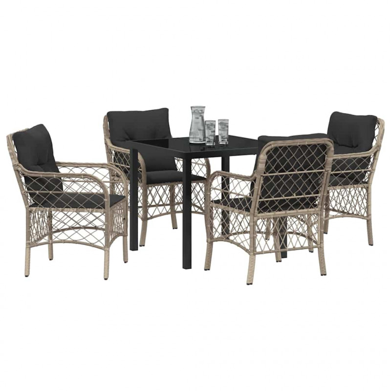 Zestaw do jadalni w ogrodzie 5 pcs Jasnoszary polirattan