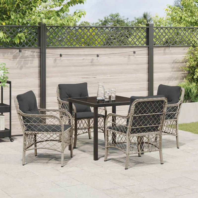 Zestaw do jadalni w ogrodzie 5 pcs Jasnoszary polirattan