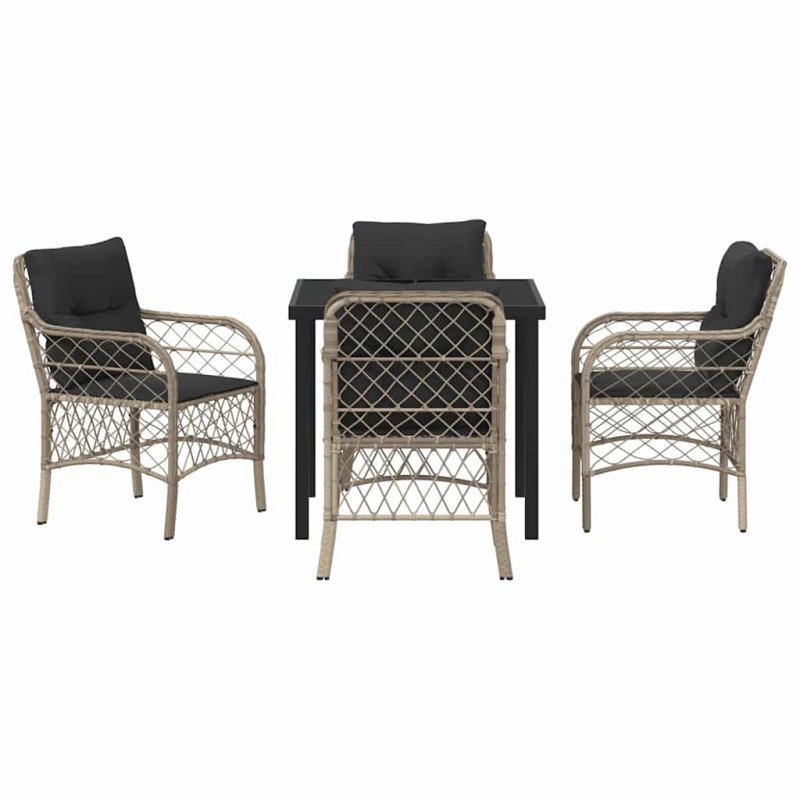 Zestaw do jadalni w ogrodzie 5 pcs Jasnoszary polirattan
