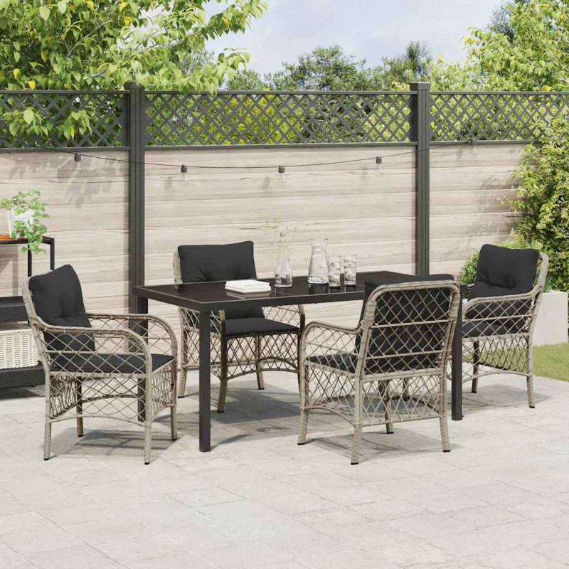 Zestaw do jadalni w ogrodzie 5 pcs Jasnoszary polirattan