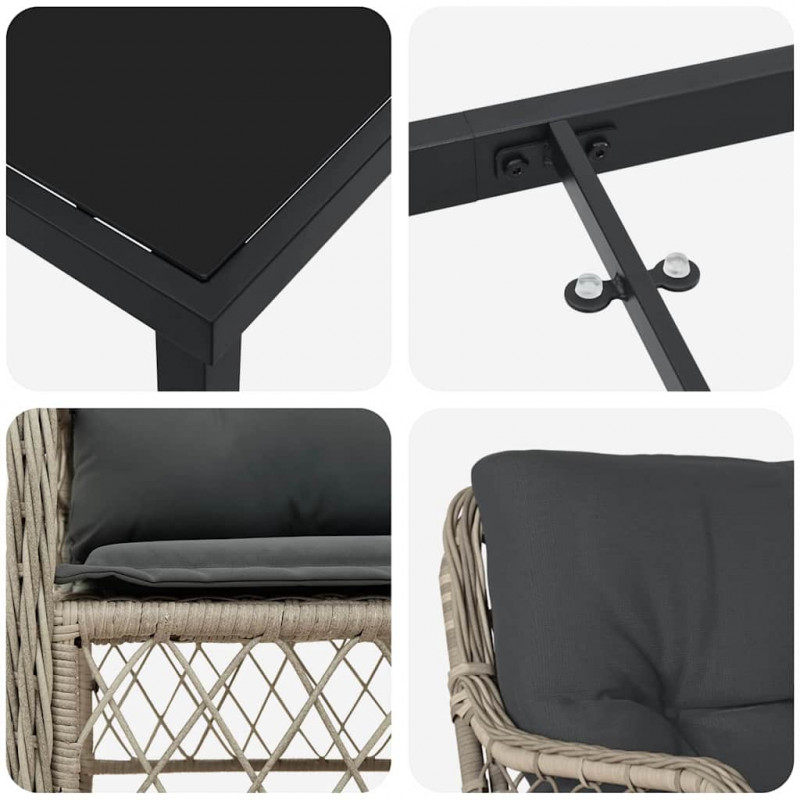 Zestaw do jadalni w ogrodzie 5 pcs Jasnoszary polirattan