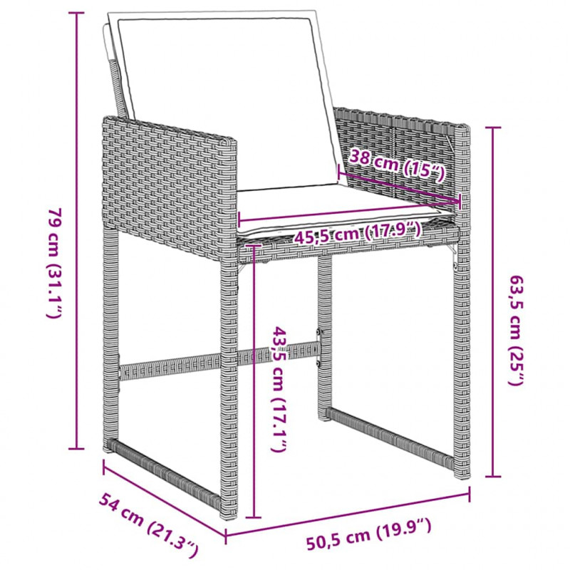 Zestaw do jadalni w ogrodzie 5 pcs Jasnoszary polirattan