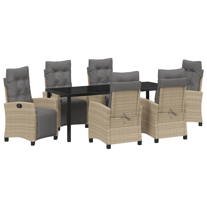Zestaw do jadalni w ogrodzie z poduszką 7 pcs Beżowy polirattan