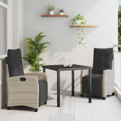 Zestaw do jadalni w ogrodzie 3 pcs Jasnoszary polirattan