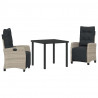 Zestaw do jadalni w ogrodzie 3 pcs Jasnoszary polirattan