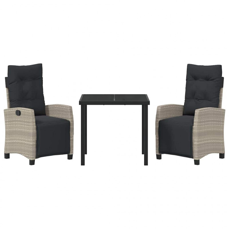 Zestaw do jadalni w ogrodzie 3 pcs Jasnoszary polirattan