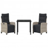 Zestaw do jadalni w ogrodzie 3 pcs Jasnoszary polirattan