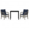 Zestaw do jadalni w ogrodzie 3 pcs Szary i czarny rattan